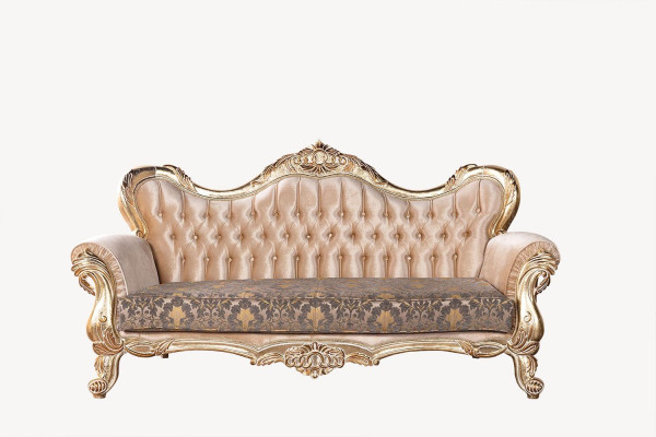 Chesterfield Barock Dreisitzer Couch Möbel Sofa Stoff Gold Couchen