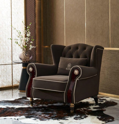 Edler Design Chesterfield Polster Sessel Fernseh Sitz Club Lounge Textil Luxus