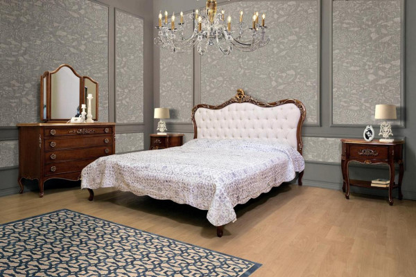 Schlafzimmer Design Klassische Luxus Möbel Modern Bett 2x Nachttisch 4tlg Set