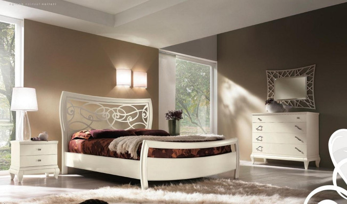 Schlafzimmer Bett Nachttisch Kommode Spiegel Garnitur Gruppe Betten Set 5tlg.