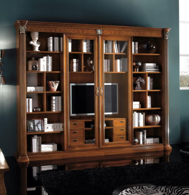 Schrank Vitrine Holz Wohnzimmer Möbel tv Schrankwände Design Wohnwand Vitrinen