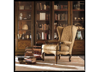 Sessel Bibliothek Lese Stuhl Ohrensessel Sofa Polster Italienische Möbel Luxus