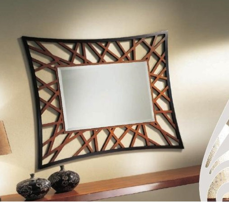 Spiegel Hängespiegel Holz Modern Wandspiegel Möbel Spieglein Design 111x89 Neu