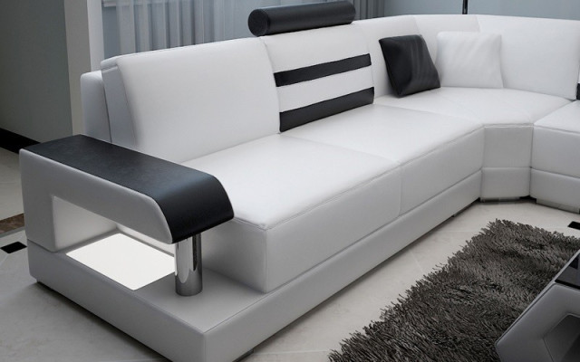 Ecksofa Leder Sofa Couch Polster Eck Sitz Wohnlandschaft Garnitur L Form