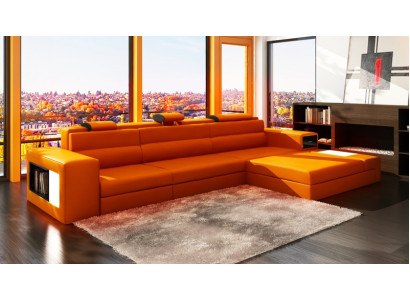 Designer Sofa Couch Garnitur Ecksofa mit Hocker Wohnlandschaft Polster