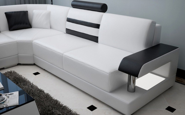 Ecksofa Leder Sofa Couch Polster Eck Sitz Wohnlandschaft Garnitur L Form