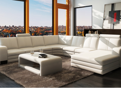 Wohnzimmer Sitz Garnitur Sofa Polster Set Wohnlandschaft Sofa + 2x Hocker