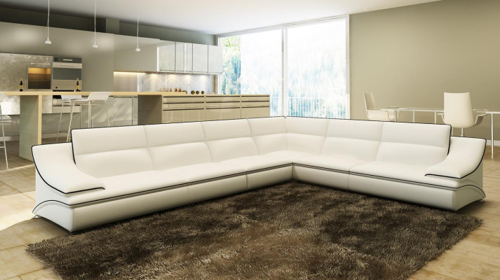 Ledersofa Wohnlandschaft Ecksofa XXL Polster Eck Sitz Couch Garnitur
