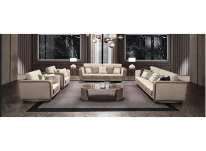 Luxus Möbel Sofagarnitur Couch Sofa Polster 3 3 1 1 Sitzer Couchtisch Holz 5tlg.