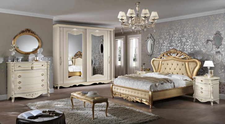 Doppelbett Schlafzimmer Möbel Schrank Nachttisch mit Schubladen Kommode 5tlg