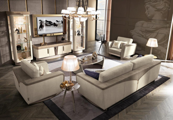 Wohnwand Set 4tlg. Wohnzimmer rtv Vitrine Regal Modern Garnitur Gruppe Holz tv