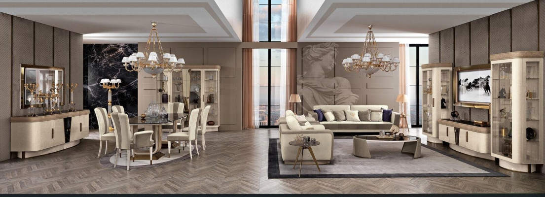 Wohnwand Set 4tlg. Wohnzimmer rtv Vitrine Regal Modern Garnitur Gruppe Holz tv