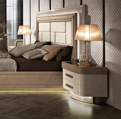 Design Möbel Modern Luxus Betten Neu Bett 2x Nachttisch 3 tlg. Schlafzimmer Set