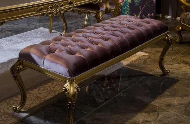 Luxus Hocker Designer Chesterfield Samt Beistellhocker Polster Bank
