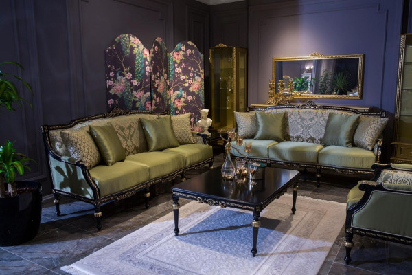 Sessel Klassischer Relax Stoff Lounge Textil Sitzer Luxus Sitz Barock Grün