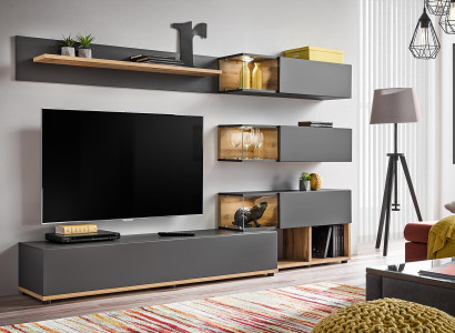 Luxus Wohnwand Wandregal Regal Wohnzimmer TV-Ständer Modern Holz Designer