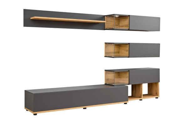 Luxus Wohnwand Wandregal Regal Wohnzimmer TV-Ständer Modern Holz Designer