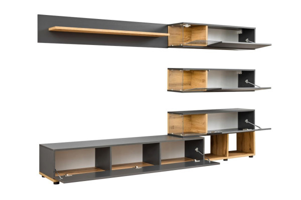 Luxus Wohnwand Wandregal Regal Wohnzimmer TV-Ständer Modern Holz Designer