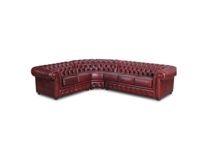 Ecksofa Sofa Couch Polster Eckgarnitur Eck Chesterfield 100% Leder