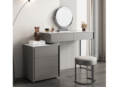 Grauer Schminktisch Designer Schlafzimmer Möbel Holz Luxus Frisiertisch