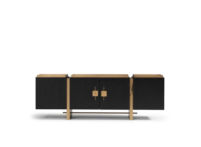 Anrichte Sideboard Schrank Kommode Holz Schwarz Modern Design Gold