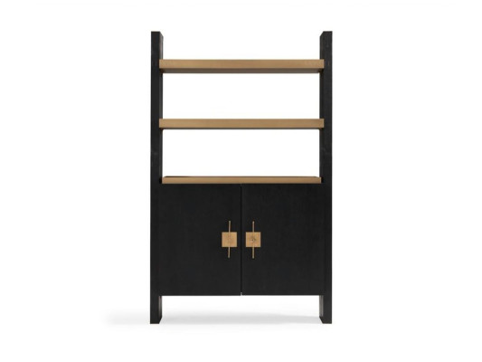 Schrank mit Regale Holzschrank Schranke Holz Schwarz Design Gold Neu