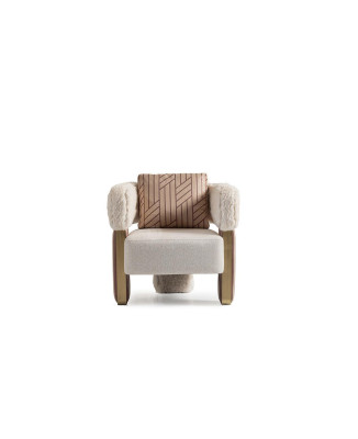 Sessel Einsitzer Clubsessel Weiß Stoff Sitz Wohnzimmer Cocktailsessel