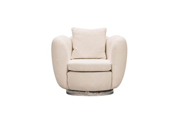 Moderne Sessel Einsitzer Sitzer Weiß Stoff Wohnzimmer Relaxsessel