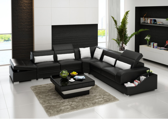 Ledersofa Couch Wohnlandschaft Ecksofa Eck Garnitur Sofa Modern Design