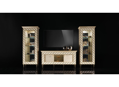 Wohnwand Vitrine rtv Sideboard Schrank Wand Barock Rokoko Design