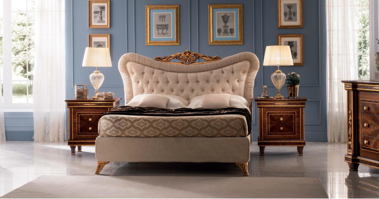 Bett + 2 x Nachttische Schlafzimmer Set Doppel Betten Barock Jugendstil