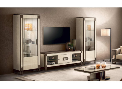 Design Wohnwand Sideboard 2x Vitrine rtv Lowboard Anrichte 3 tlg. Set wohnwände