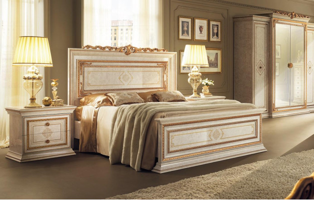 Klassisches Schlafzimmer Set Bett Luxus 2x Nachttisch Betten Möbel 3tlg Holz Neu
