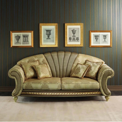 Sofa 2 Sitzer Couch Design Polster Klassische Textil Stoff Bettfunktion Couchen