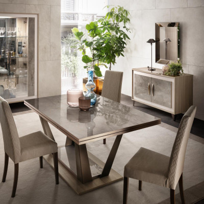 Luxus Möbel Esstisch Tisch Esszimmer Wohnzimmer Holz Edelstahl Design Tische Neu