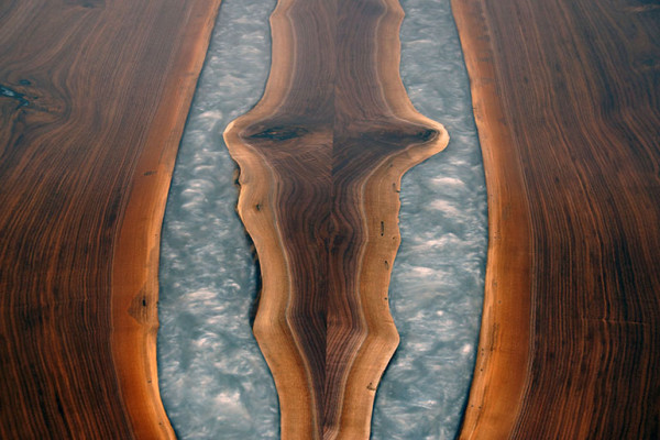 Epoxid harz esstisch echtes holz massive möbel wasserfall epoxy tisch giessharz