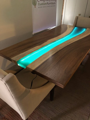 Epoxid harz esstisch echtes massiv holz möbel wasserfall epoxy tisch 240x100 Neu