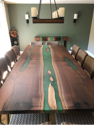 Esstisch River Table Massiv Tische 240x100 Flusstisch Epoxidharz Meer Waterfall
