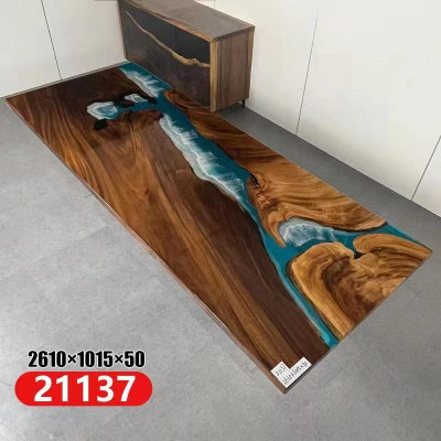 Epoxid Harz Fluss Tisch Echtes Massiv Holz Blau Wasser Tissche Epoxy