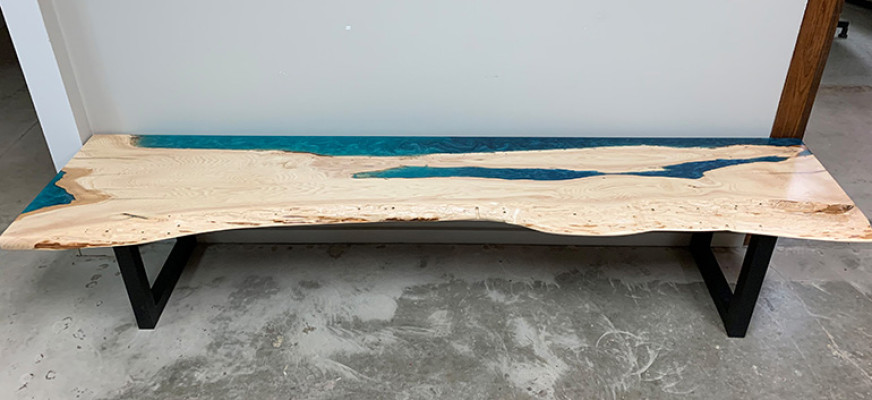 Epoxid harz esstisch echtes holz massive möbel wasserfall epoxy tisch 250x60cm
