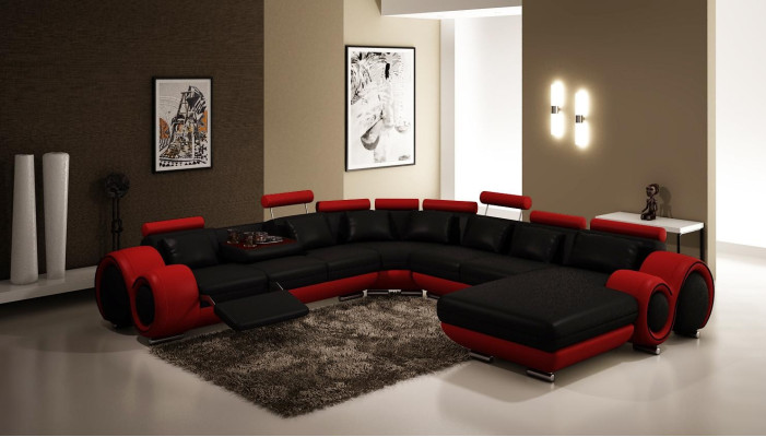 Ledersofa Couch Wohnlandschaft Ecksofa Eck Garnitur Design Modern Sofa A1163B