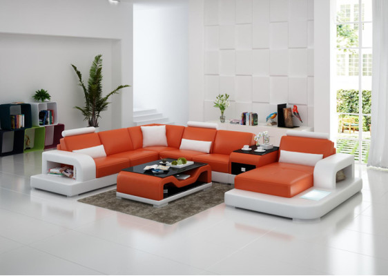 Ledersofa Couch Modern Wohnlandschaft Ecksofa Eck Dekor Design Garnitur