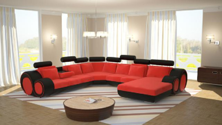 Sofa Designer Wohnlandschaft U-Form Couch Ecksofa Polster Garnitur Eckgarnitur