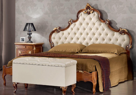 Schlafzimmer Komplettes Set Bett 2x Nachttisch Kommode Spiegel Sessel 6tlg Italy