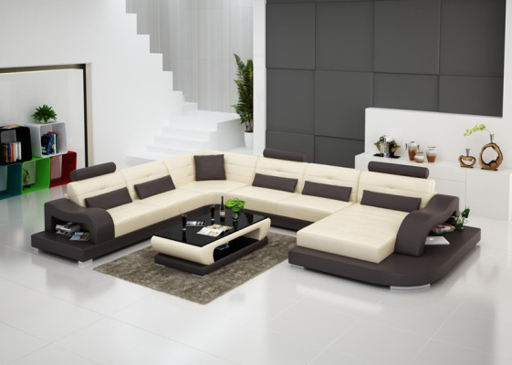 Ledersofa Couch Wohnlandschaft Ecksofa Eck Garnitur Design Modern Sofa G8005 Neu
