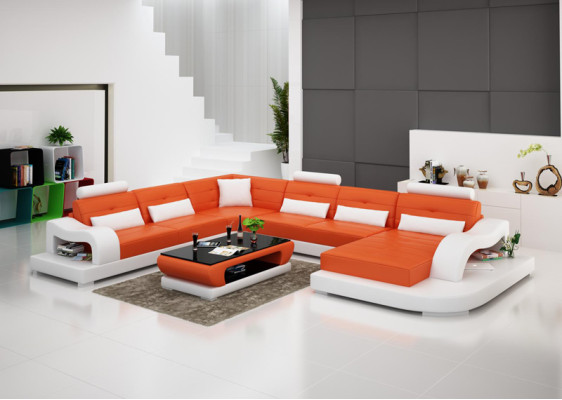 Ledersofa Couch Wohnlandschaft Ecksofa Eck Garnitur Design Modern Sofa G8005 Neu
