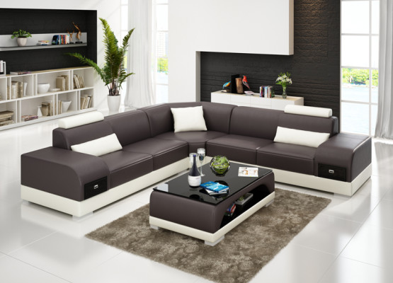 Ledersofa Modern Couch Wohnlandschaft Ecksofa Eck Dekor Design Garnitur