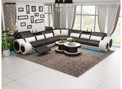 Ledersofa Couch Wohnlandschaft Ecksofa Eck Garnitur Design Modern Sofa G8035C