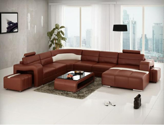 Wohnlandschaft Couch Polster Eck Garnitur Designer Ledersofa Big Sofa Neu PISA