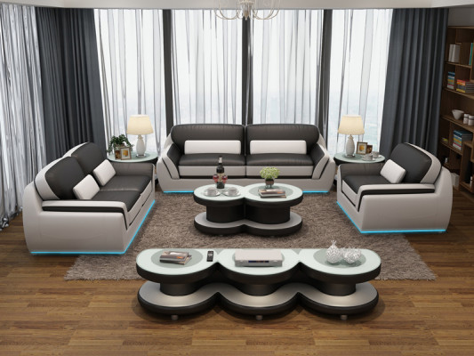 Ledersofa Couch Sofagarnitur Neu 3+2+1 Sitzer Dekor Garnitur Design Modern
